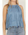 Image #3 - Idyllwind Women's Madie Faux Suede Fringe Tank, Steel Blue, hi-res