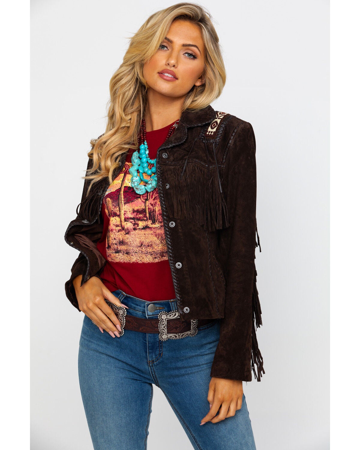 suede fringe jacket womens
