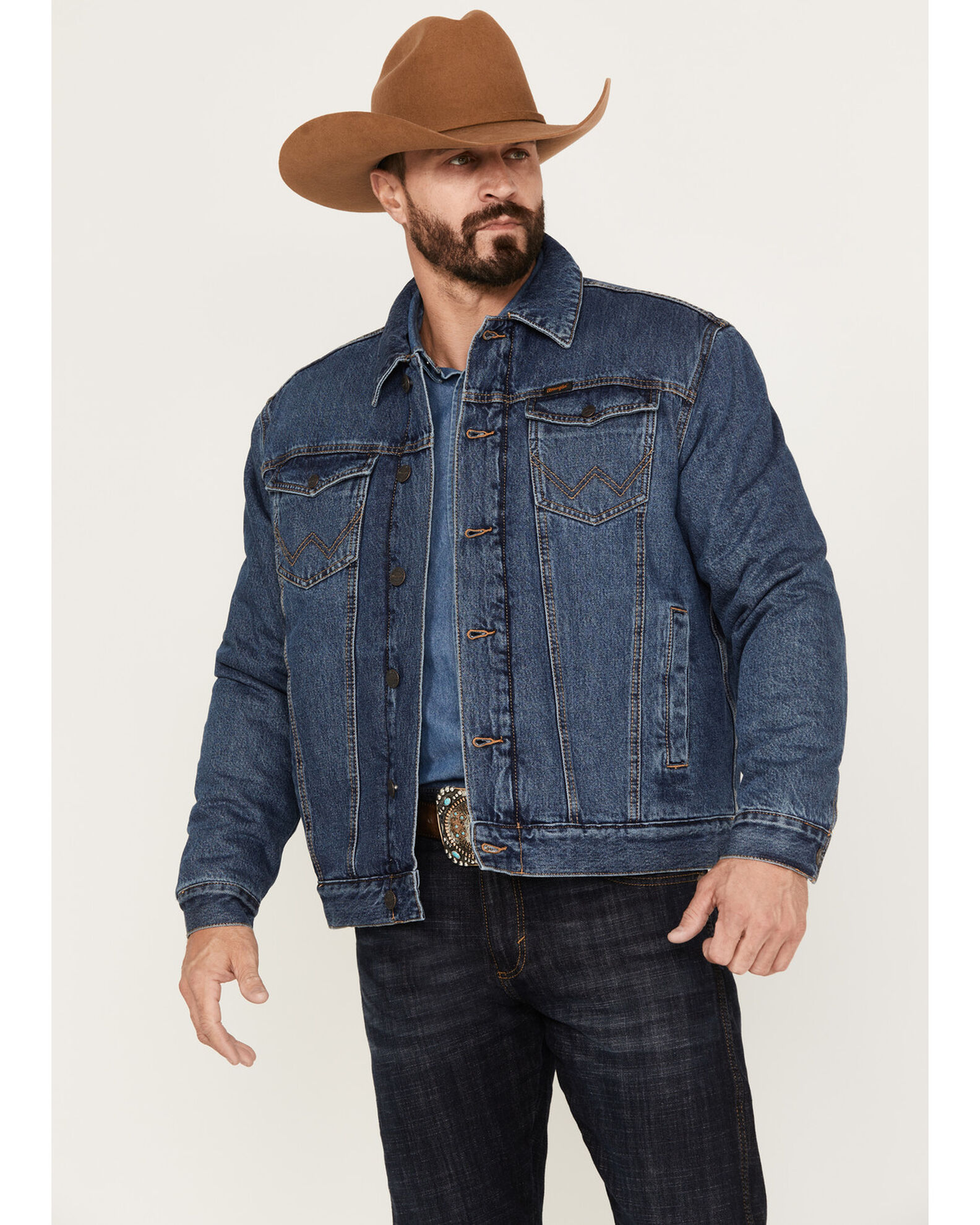 Wrangler Mens Sherpa Lined Retro Denim Jacket