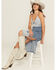 Image #1 - Blue B Women's Light Wash Lace Sleeveless Denim Midi Dress, Light Wash, hi-res