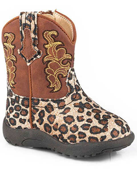 Roper Infant Girls' Glitter Wild Cat Western Boots - Broad Square Toe, Brown, hi-res