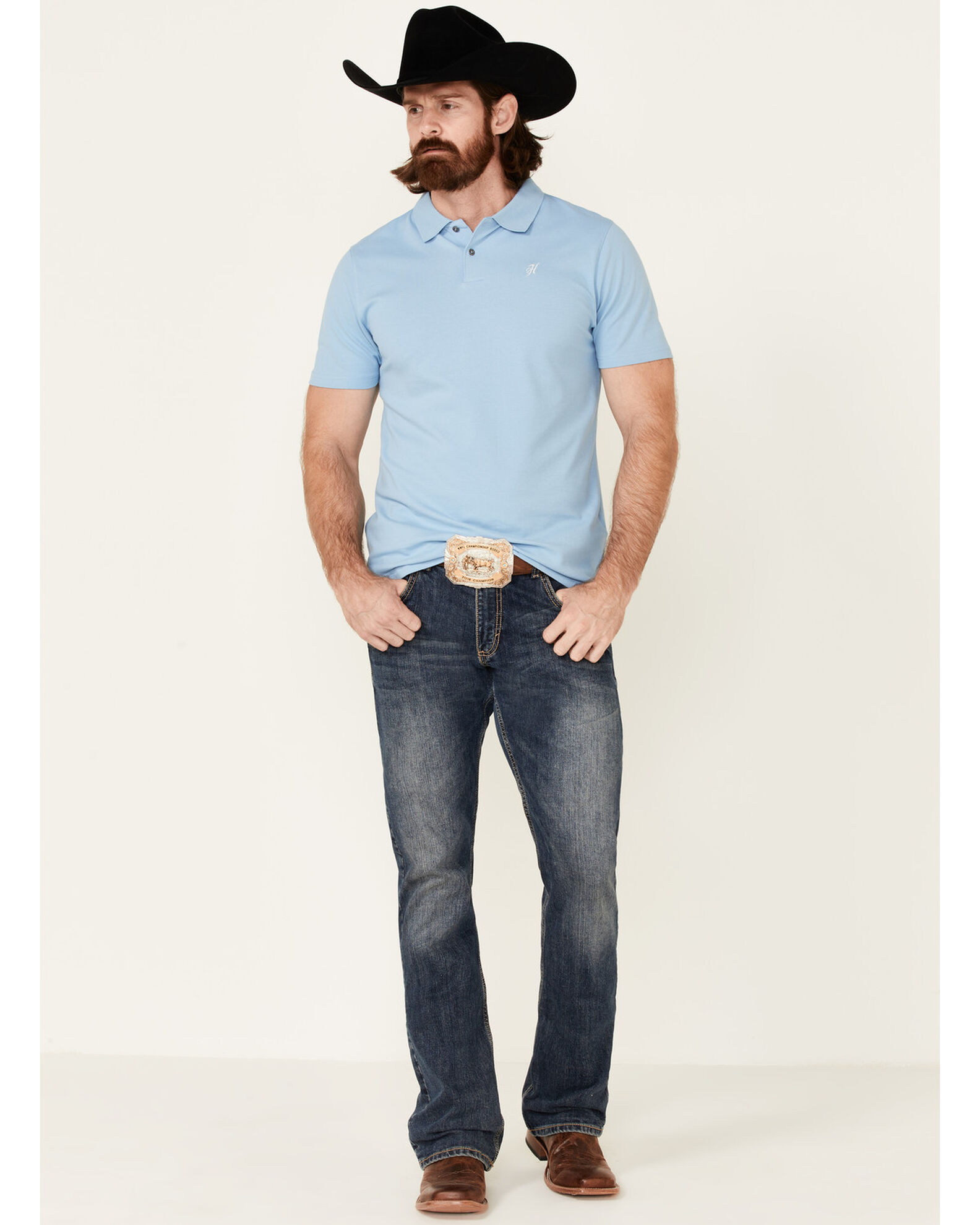 Cowboy boots new arrivals with polo shirt