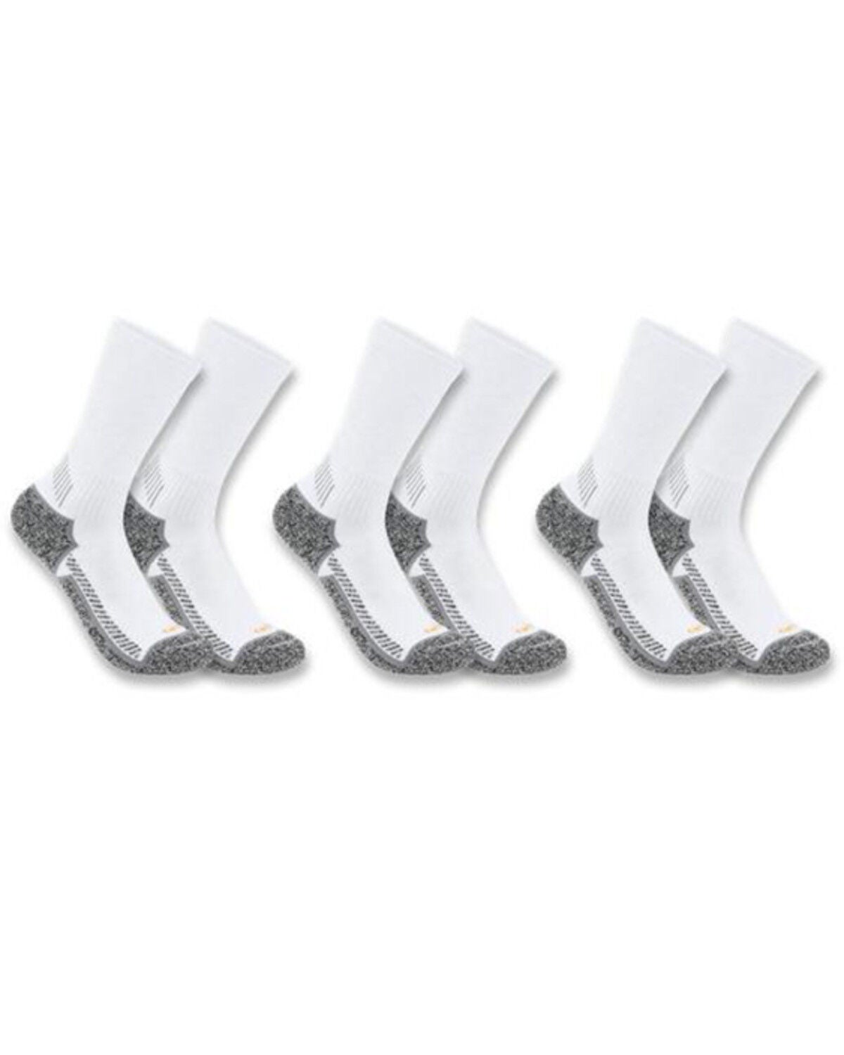 Image #1 - Carhartt Men's Force Midweight Crew Socks - 3-Pack, White, hi-res