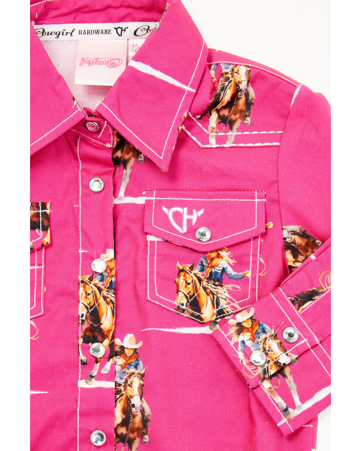 Image #2 - Cowgirl Hardware Infant Girls' Cowgirl Print Long Sleeve Snap Onesie, Pink, hi-res