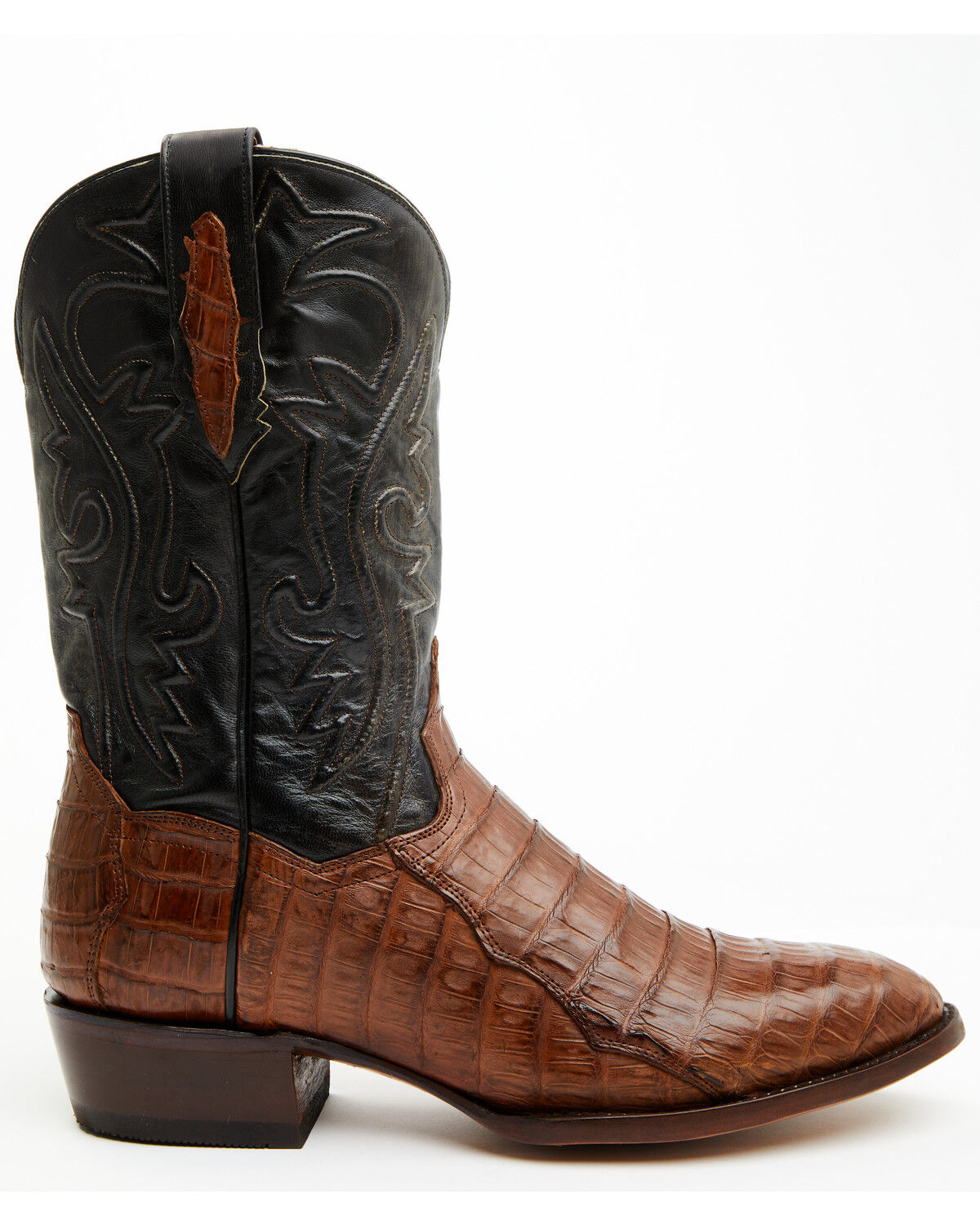 Image #2 - Dan Post Men's 12" Exotic Caiman Western Boots - Round Toe, Brown, hi-res