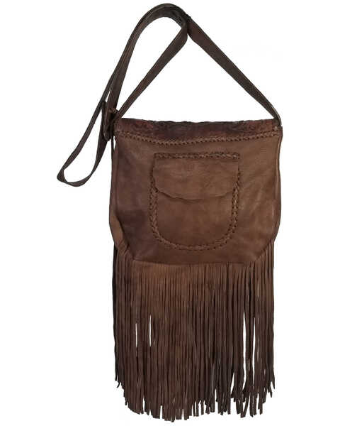 Image #2 - Kobler Leather Women's Tooled Crossbody Bag, Dark Brown, hi-res