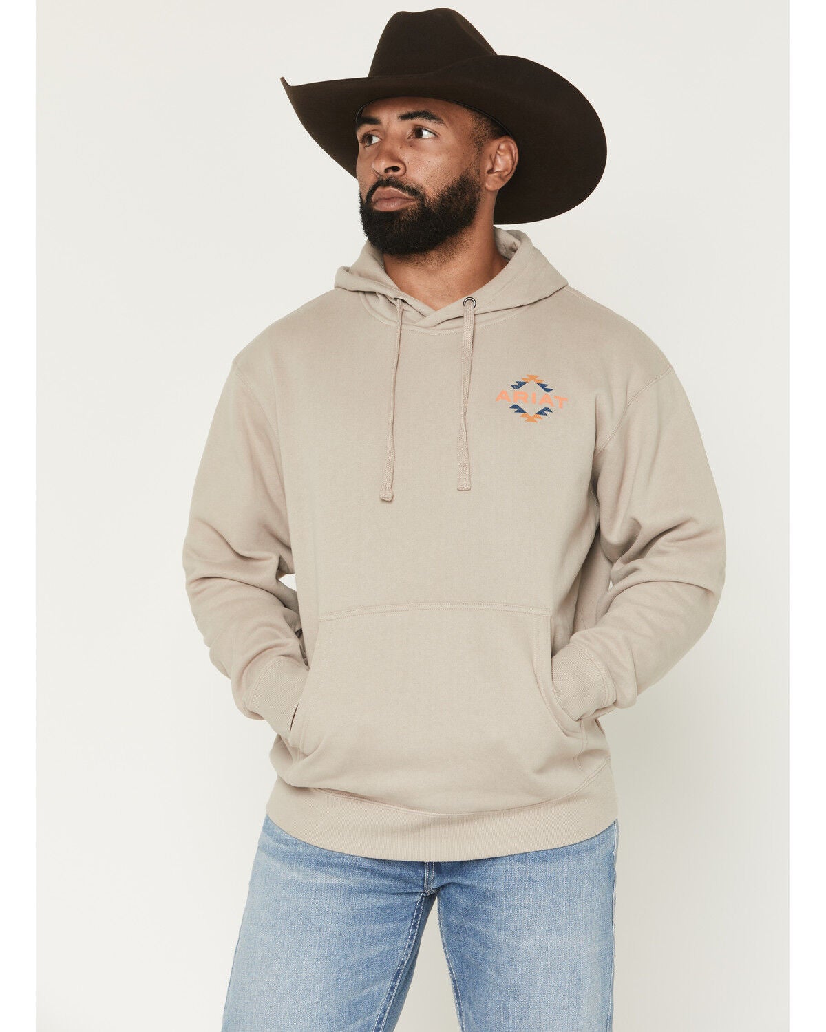 Image #2 - Ariat Men's Tapiz Zapoteco Graphic Hooded Sweatshirt, Sand, hi-res