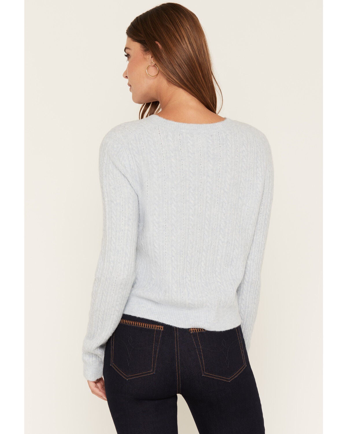 Image #4 - White Crow Women's Pointelle Cardigan, Light Blue, hi-res