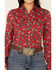 Roper Women's Red Boot Print Long Sleeve Snap Western Shirt , Red, hi-res