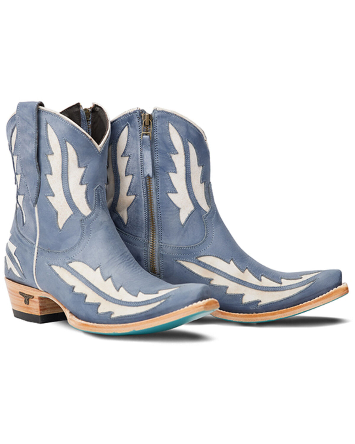 Image #1 - Lane Women's Walk The Line Western Booties - Snip Toe, Blue, hi-res