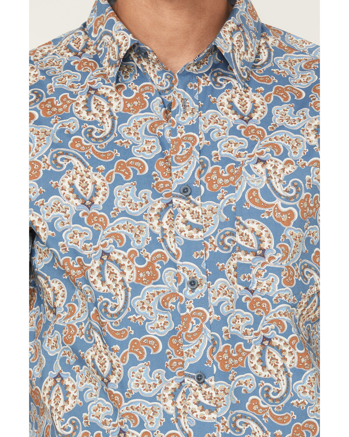 Image #3 - Cody James Men's Boise Paisley Print Short Sleeve Button-Down Stretch Western Shirt, Blue, hi-res