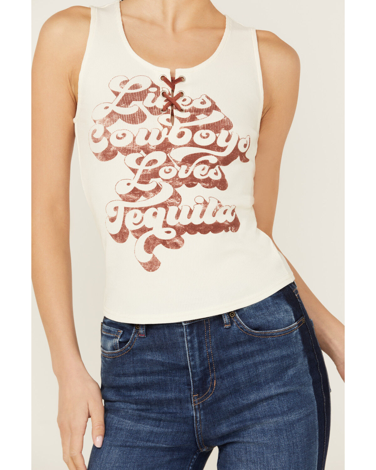 Image #3 - Idyllwind Women's Fahari Lace-Up Front Top, Ivory, hi-res