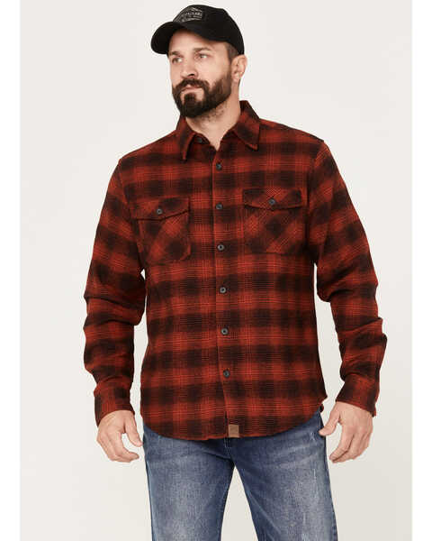 Dakota Grizzly Men's Briggs Plaid Print Button Down Heavy Western Flannel Shirt, Red, hi-res