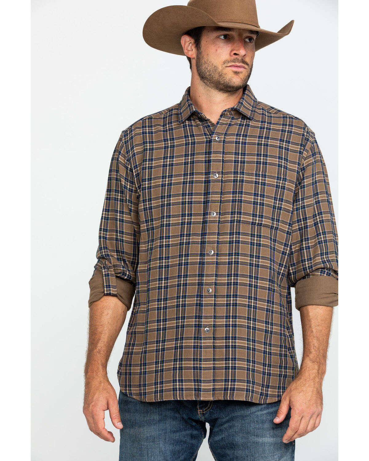Image #1 - Pendleton Men's Tan Fairbanks Plaid Button Long Sleeve Western Shirt, Tan, hi-res