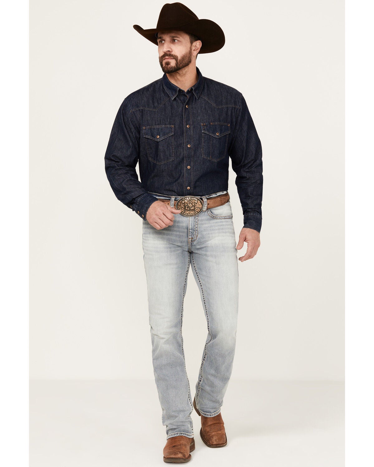 Image #1 - RANK 45&reg; Men's Ringo Wash Ambush Slim Straight Performance Stretch Denim Jeans, Blue, hi-res