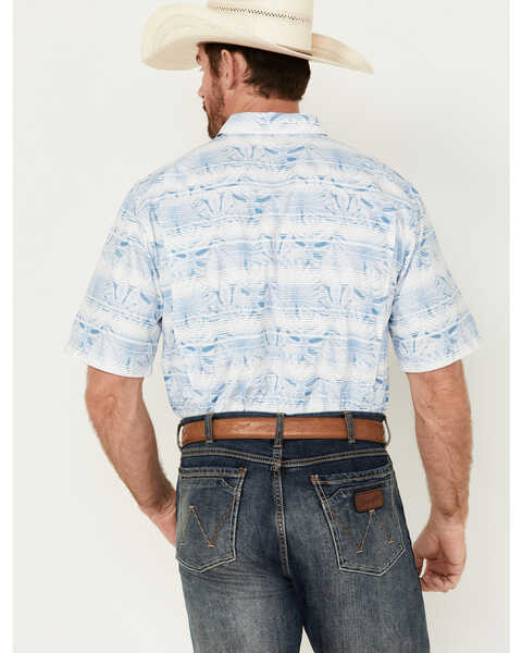 Image #4 - Ariat Men's VentTEK Outbound Striped Leaf Print Short Sleeve Performance Shirt, Light Blue, hi-res