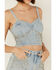 Image #4 - Blank NYC Women's Light Wash Starstruck Embellished Denim Crop Top, Blue, hi-res
