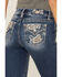 Image #2 - Miss Me Women's Dark Wash Mid Rise Paisley Pocket Bootcut Stretch Denim Jeans, Dark Wash, hi-res