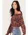 Image #2 - Wrangler Retro Women's Off The Shoulder Cropped Blouse, Burgundy, hi-res