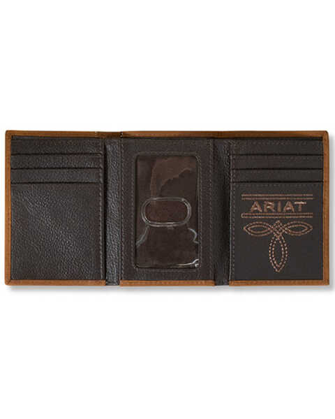 Image #2 - Ariat Men's Tri-Fold Two Tone Leather Wallet , Brown, hi-res