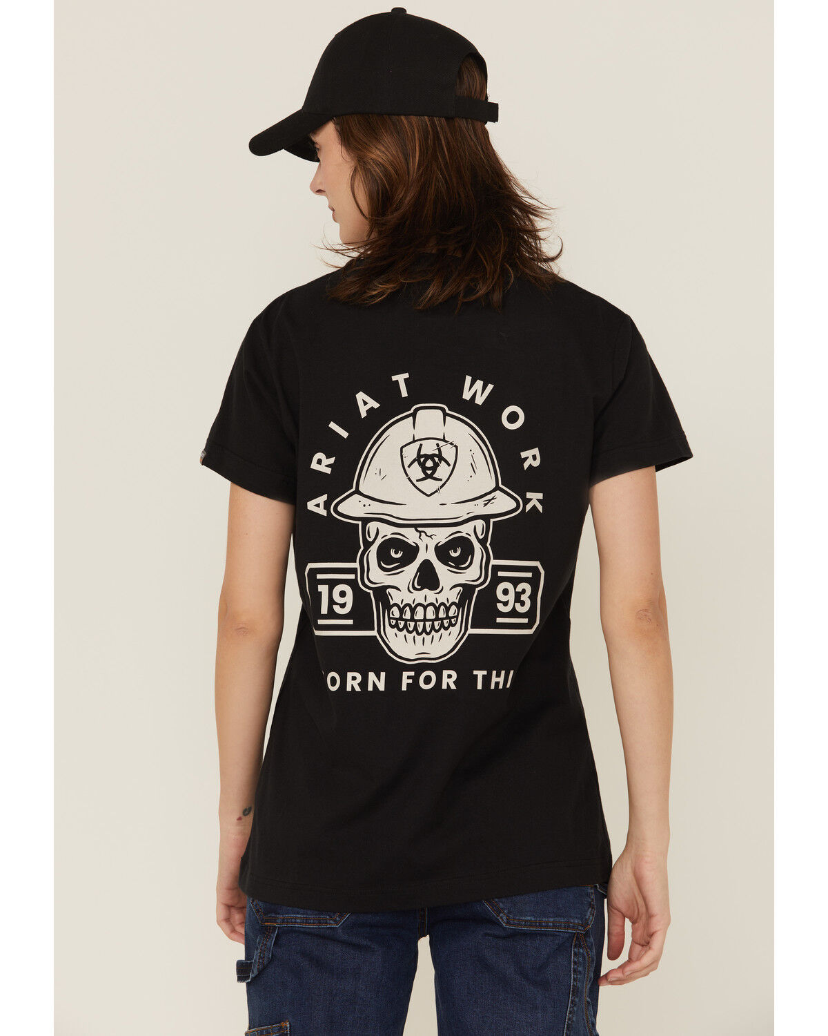 Image #1 - Ariat Women's Rebar Born For This Short Sleeve Graphic Work Tee, Black, hi-res