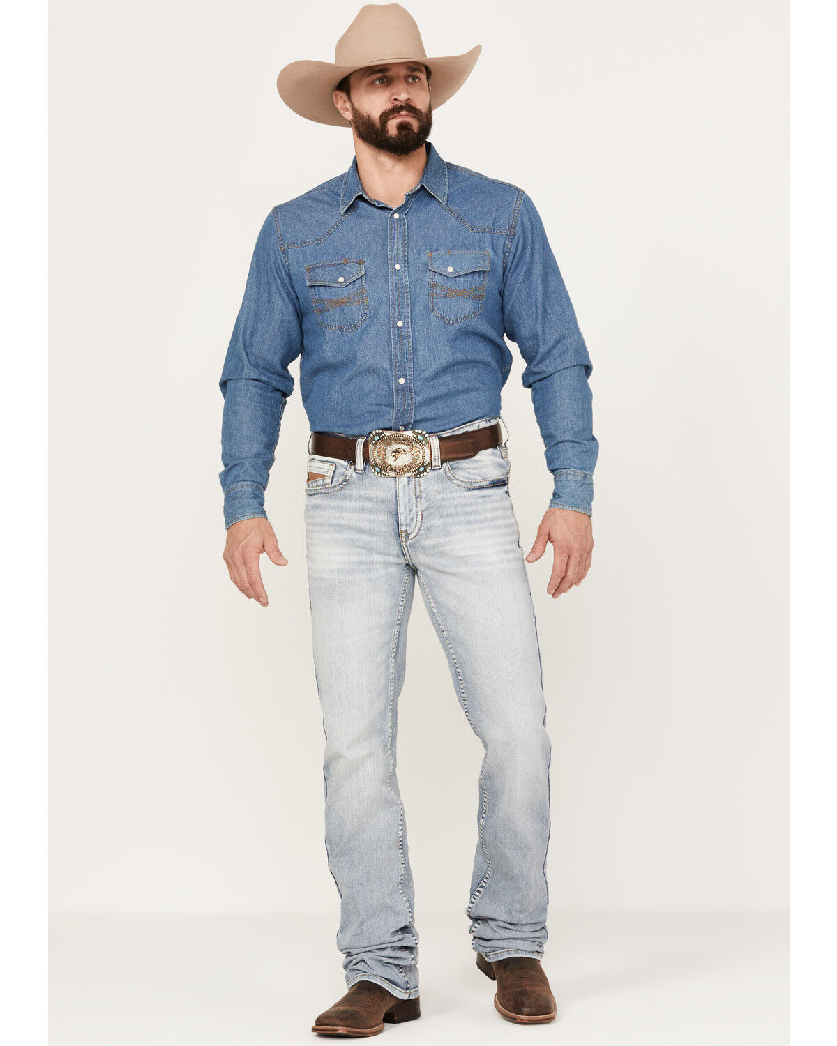 Image #1 - RANK 45® Men's Ringo Light Wash Stackable Straight Performance Stretch Denim Jeans, Blue, hi-res