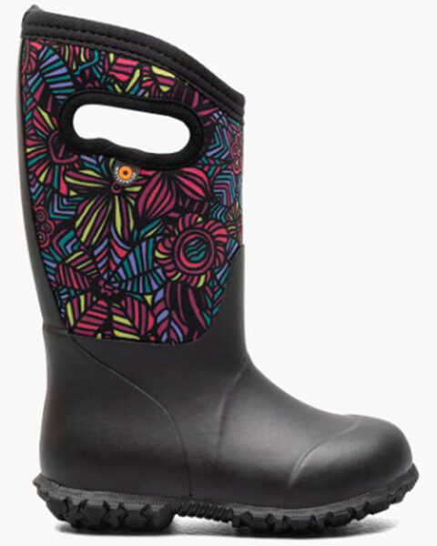 Image #2 - Bogs Girls' York Wild Garden Rain Boots - Round Toe, Black, hi-res