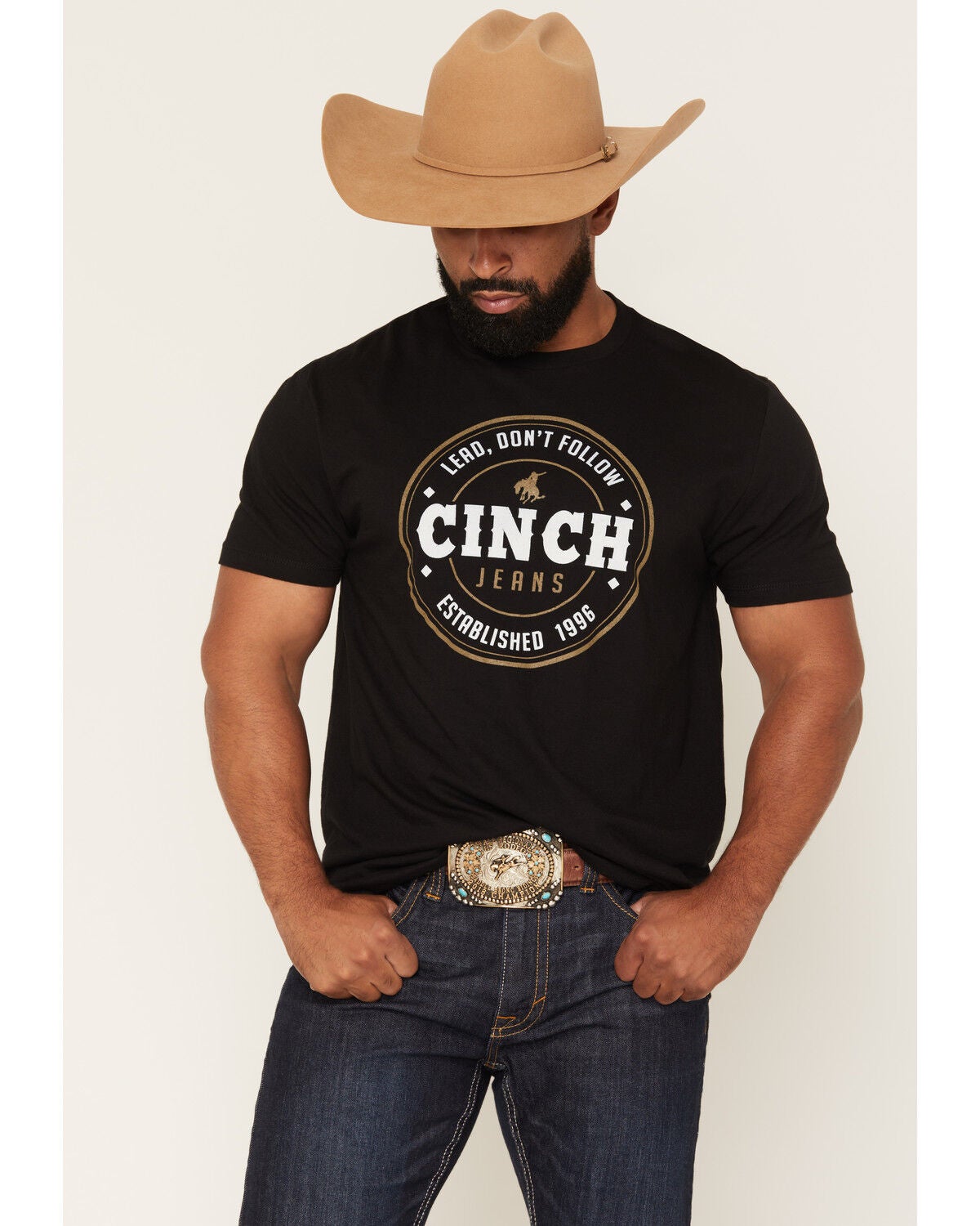 Image #1 - Cinch Men's Boot Barn Exclusive Logo Short Sleeve Graphic T-Shirt, Black, hi-res