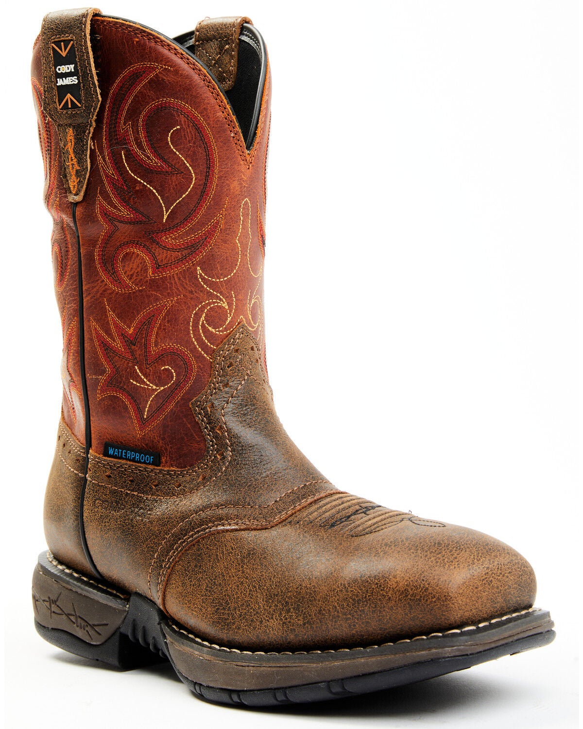 Cody James Men's 11" Nano Lite Waterproof Western Work Boots - Composite Toe, Orange, hi-res