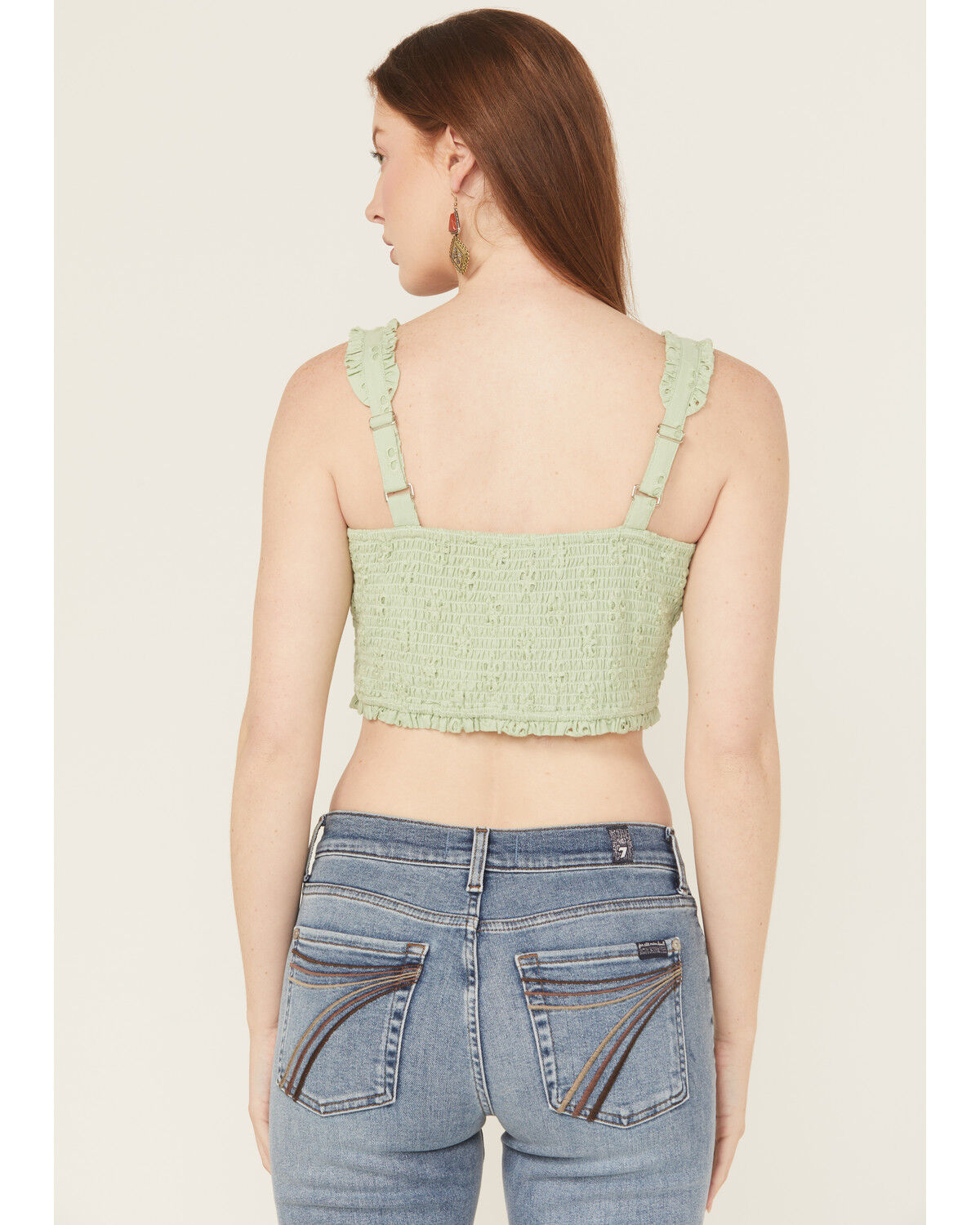 Image #4 - Rock & Roll Denim Women's Sleeveless Eyelet Corset Style Top, Jade, hi-res