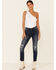 VIGOSS Women's Dark Wash High Rise Stevie Straight Distressed Jeans, Dark Blue, hi-res