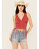 Image #1 - Rock & Roll Denim Women's Studded Fringe Tank, Red, hi-res