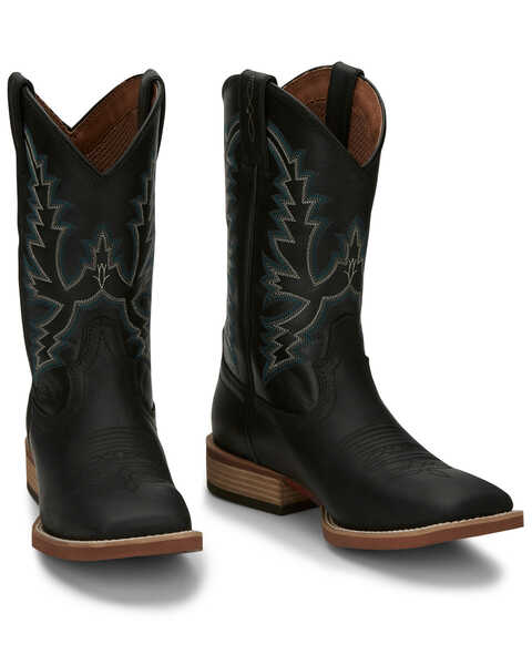 Image #8 - Justin Men's Tallyman Black Western Boots - Wide Square Toe, Black, hi-res