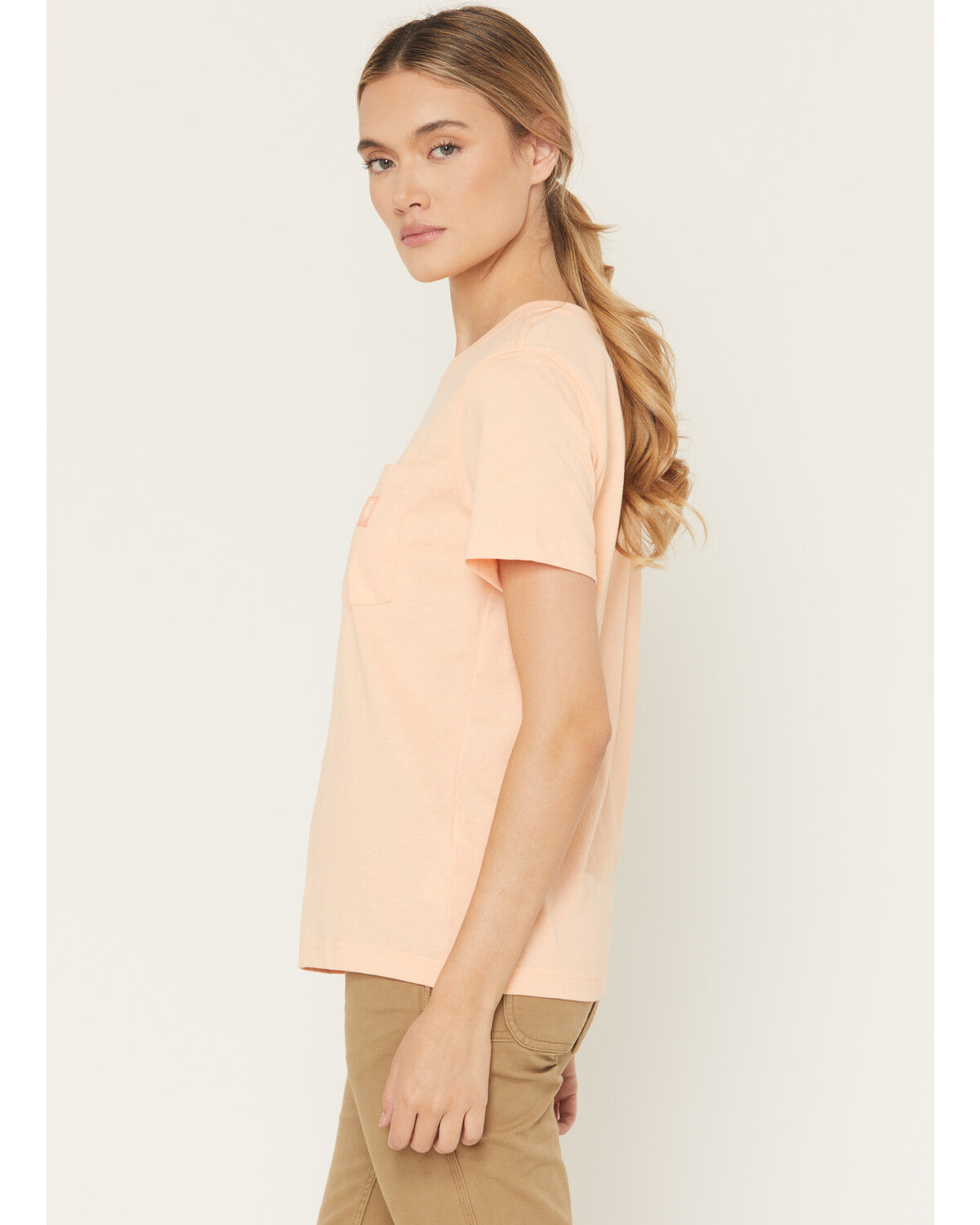 Image #2 - Carhartt Women's Relaxed Fit Lightweight Short Sleeve Pocket Tee, Light Pink, hi-res