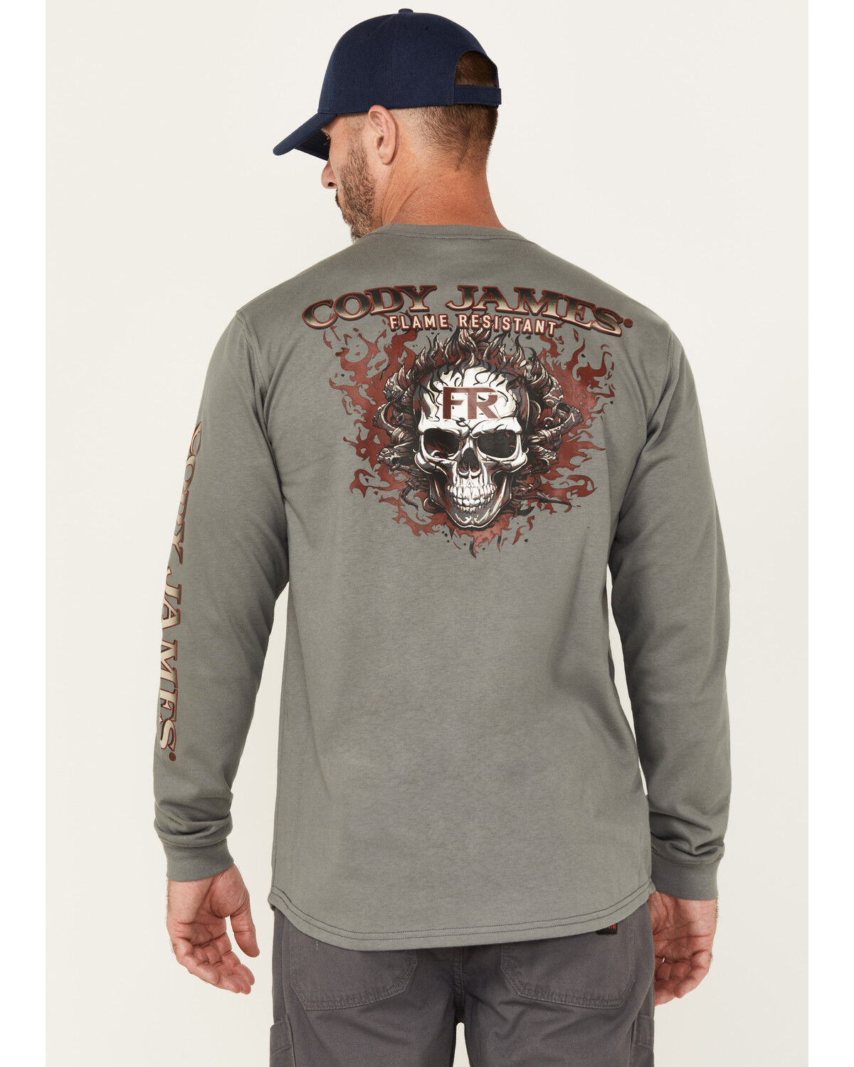 Image #1 - Cody James Men's FR Pyro Long Sleeve Graphic T-Shirt, Grey, hi-res
