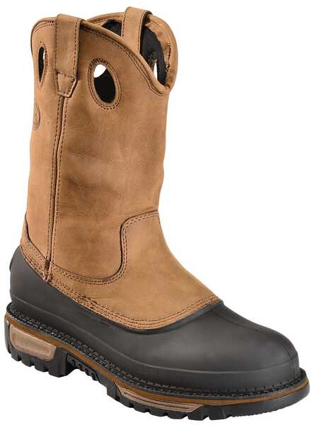 Georgia Boot Men's Mud Dog Waterproof Pull-On Work Boots - Steel Toe, Brown, hi-res