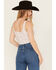 Image #4 - Originality Women's Floral Print Eyelet Cropped Corset Top, Cream, hi-res