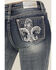Image #2 - Grace In LA Women's Medium Wash Fleur De Lis Embroidered Mid Rise Bootcut Stretch Denim Jeans, Medium Wash, hi-res