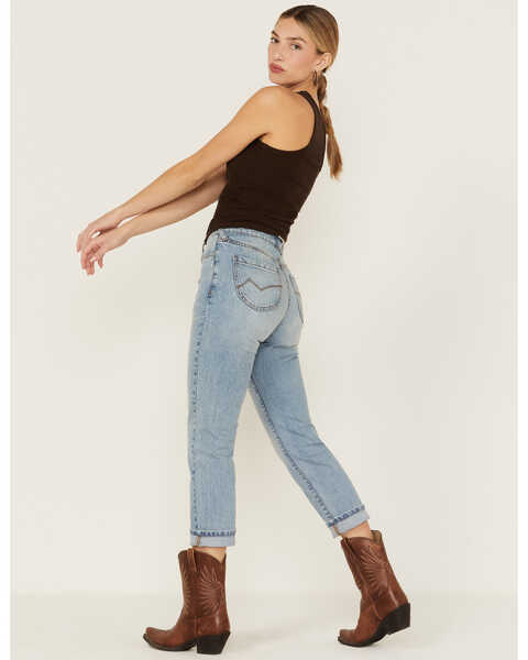 Image #3 - Cleo + Wolf Women's Exposed Button Fly Slim Straight Denim Jeans, Medium Wash, hi-res