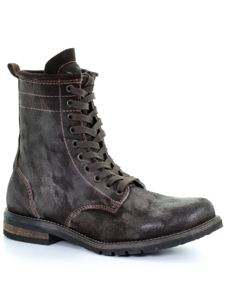 Corral Men's Distressed Chocolate Lace-Up Boots - Round Toe, Chocolate, hi-res