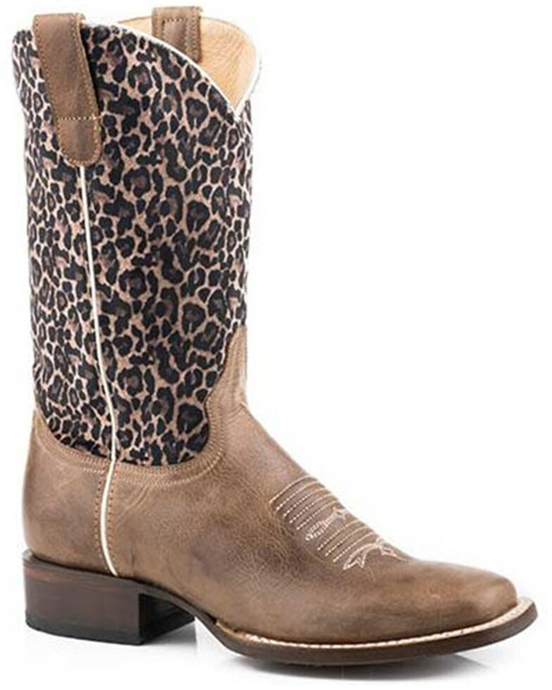 Roper Women's Cheetah Print Western Fashion Boots - Square Toe, Brown, hi-res