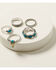 Image #1 - Shyanne Women's Steer Head and Feather Ring Set - 5 Piece, Turquoise, hi-res