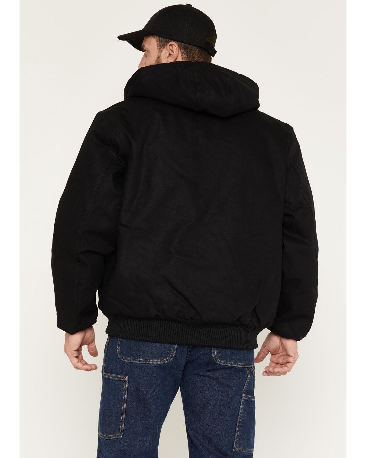 Image #4 - Carhartt Men's Flannel Lined Loose Fit Firm Duck Active Jacket, Black, hi-res