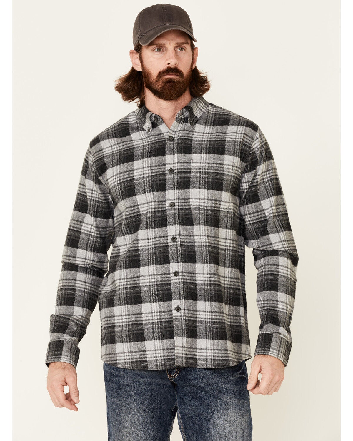 North River Men's Dark Grey Large Plaid 