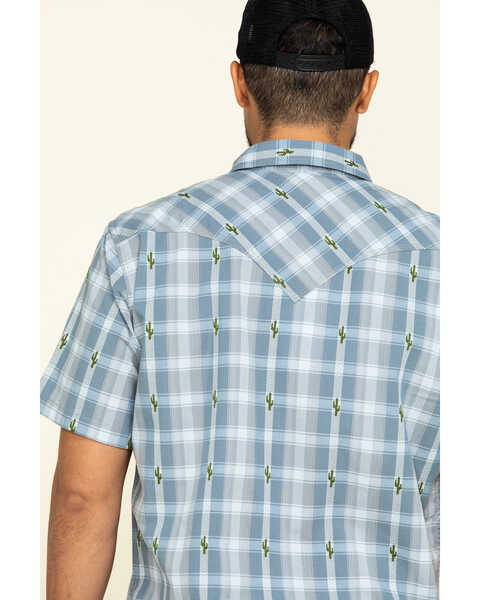 Image #5 - Moonshine Spirit Men's Cooler Cactus Plaid Short Sleeve Western Shirt , Blue, hi-res