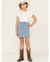 Image #1 - Hayden Girls' Herringbone Textured Denim Skirt, , hi-res