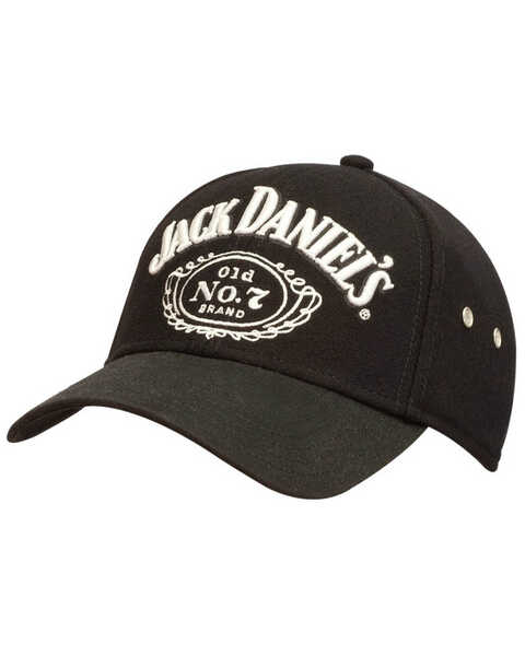  Jack Daniels Men's Structured Logo Ball Cap , Black, hi-res
