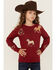 Image #1 - Cotton & Rye Girls' Horse Print Sweater, Red, hi-res