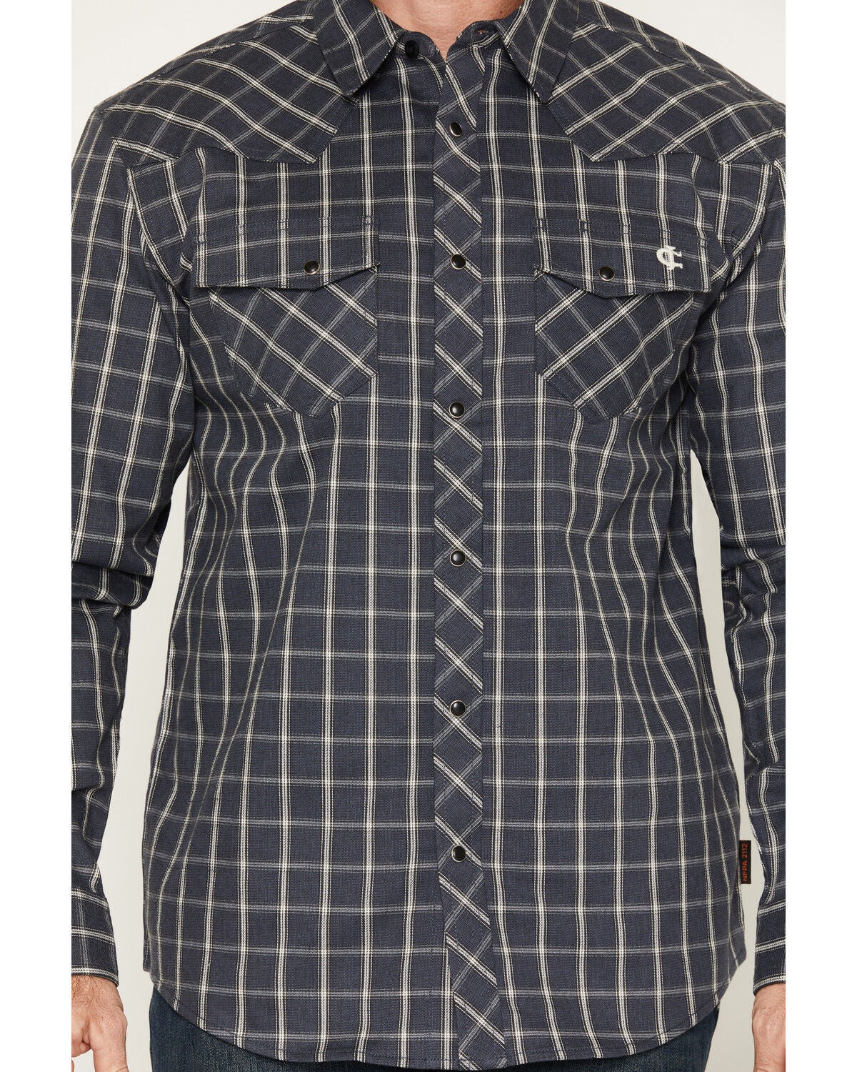 Image #3 - Cody James Men's FR Maricopa Plaid Print Long Sleeve Snap Work Shirt, Navy, hi-res