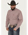 Image #1 - George Strait Wrangler Men's Checkered Long Sleeve Button-Down Stretch Western Shirt, Wine, hi-res